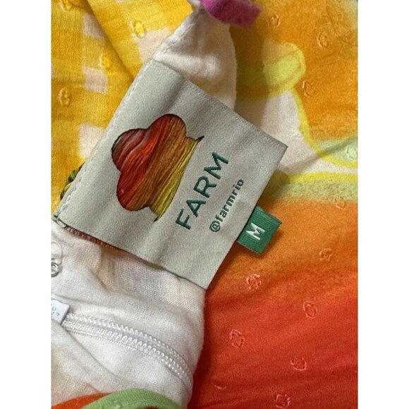 Farm Rio Sz M Dress Mixed Picnic Cashew Maxi Sundress Gingham Sleeveless Tiered - Picture 5 of 8